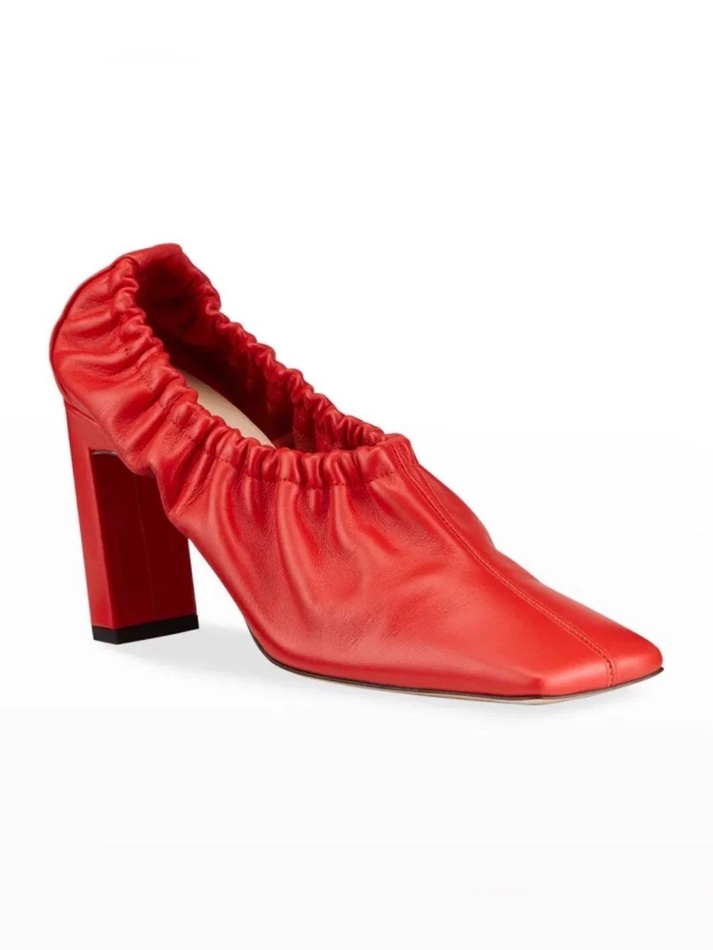 Wandler Mia 85mm Rouched Square-Toe Pumps Red 38EU. Only dust bag. No box.